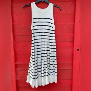 🟥 Zesica swing pleated striped sleeveless midi dress
